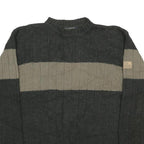 CEDARWOOD STATE Mens Grey & Beige Patterned Jumper Crew Neck Chunky Knit M