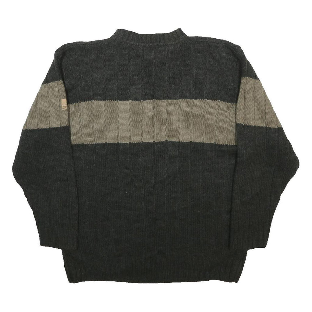CEDARWOOD STATE Mens Grey & Beige Patterned Jumper Crew Neck Chunky Knit M