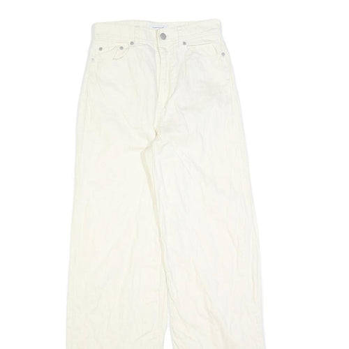 & OTHER STORIES Womens Cotton Blend White Relaxed Straight Trousers W25 L32