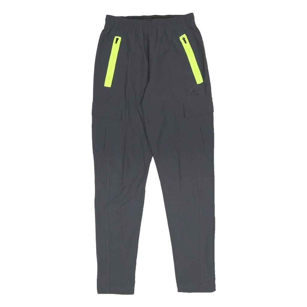 NIKE Mens Joggers Black & Neon Yellow Slim Tapered S W26 L29 Lightweight Nylon