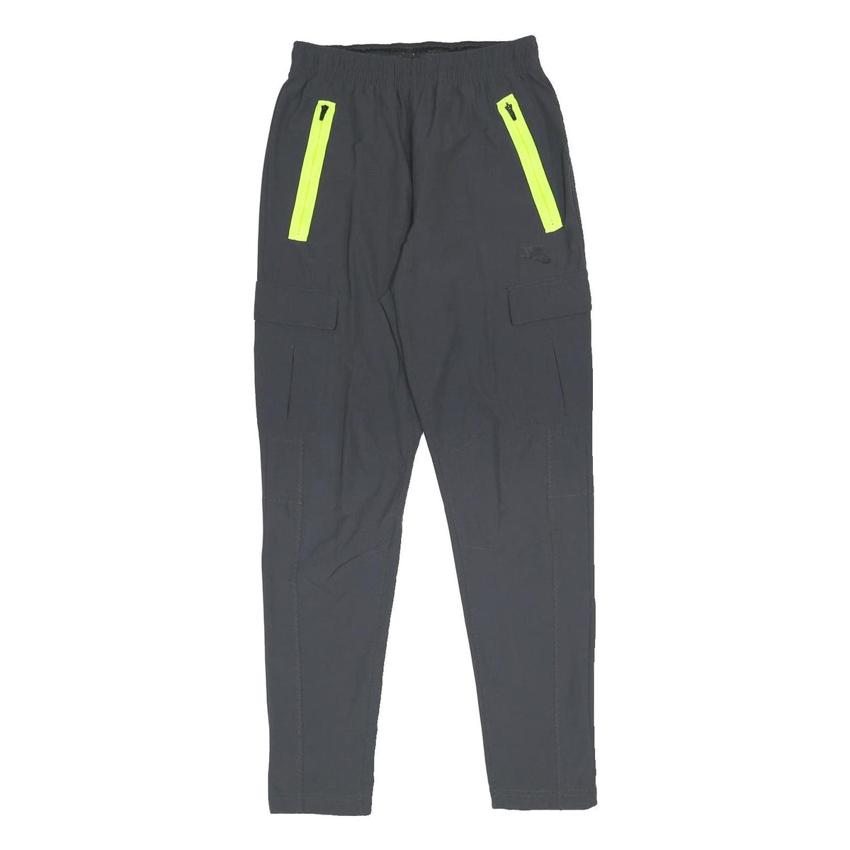 NIKE Mens Joggers Black & Neon Yellow Slim Tapered S W26 L29 Lightweight Nylon