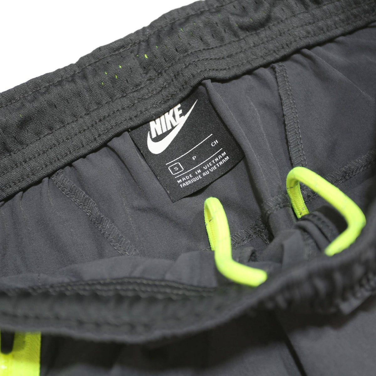 NIKE Mens Joggers Black & Neon Yellow Slim Tapered S W26 L29 Lightweight Nylon