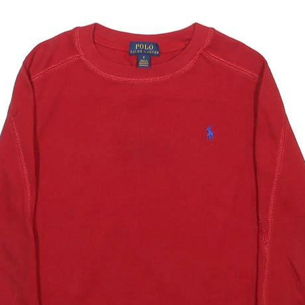 POLO RALPH LAUREN Boys Red Plain Jumper Crew Neck Basic Knit 6Y Cotton Blend