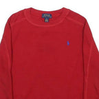 POLO RALPH LAUREN Boys Red Plain Jumper Crew Neck Basic Knit 6Y Cotton Blend