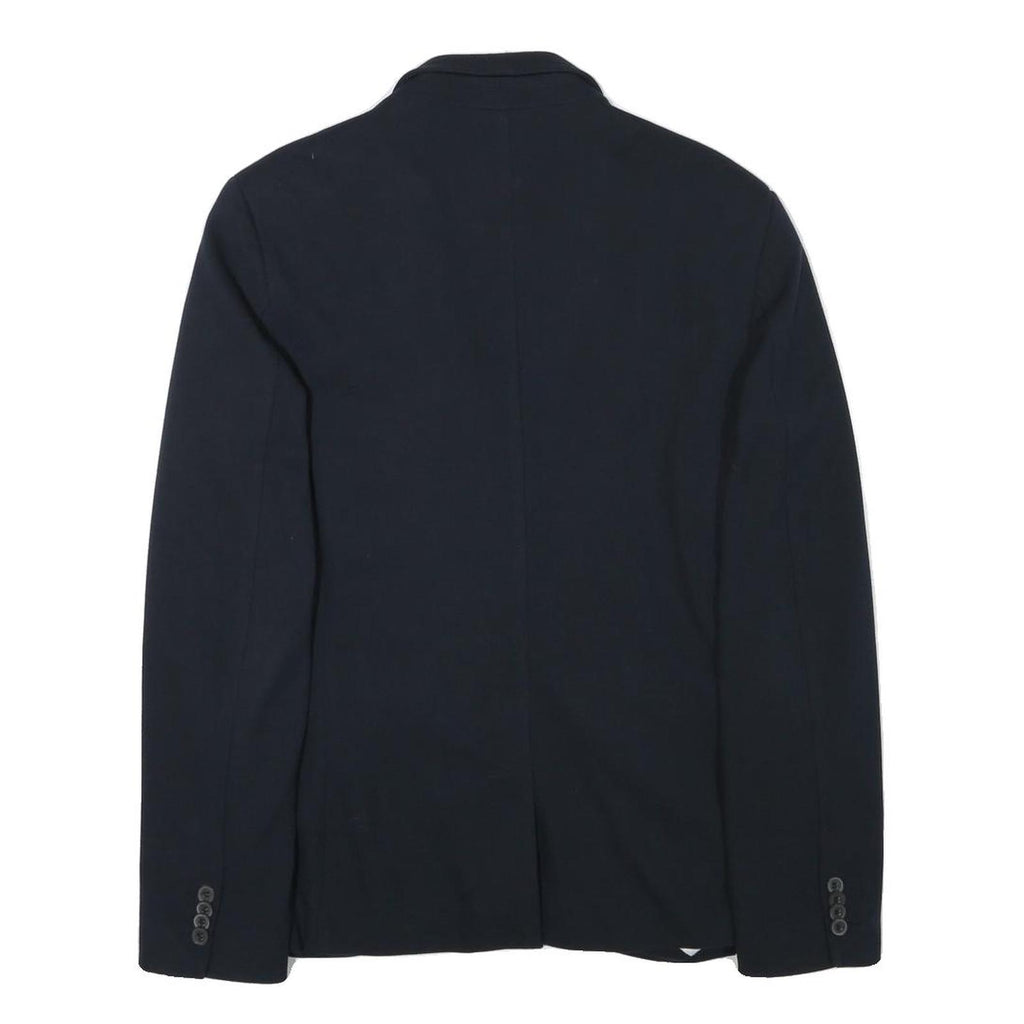ZARA MAN Mens Navy Blue Jacket S Cotton Blend Button Closure Classic Tailored