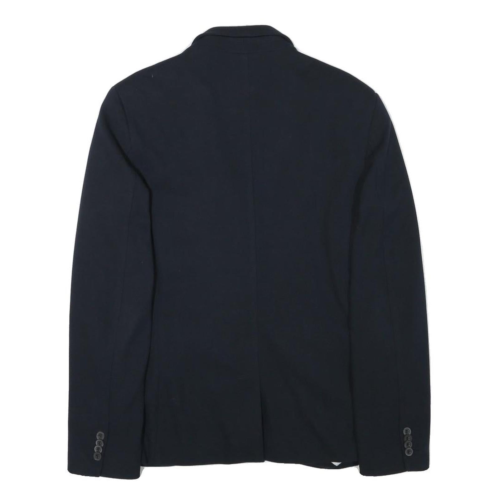 ZARA MAN Mens Navy Blue Jacket S Cotton Blend Button Closure Classic Tailored