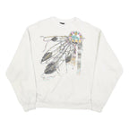 DIAMOND DUST Womens White XL Crew Neck Feather Graphic Pullover Sweatshirt