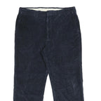 HAGGAR Mens Cotton Blend Navy Relaxed Straight Trousers W36 L30 Classic Casual