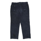 HAGGAR Mens Cotton Blend Navy Relaxed Straight Trousers W36 L30 Classic Casual