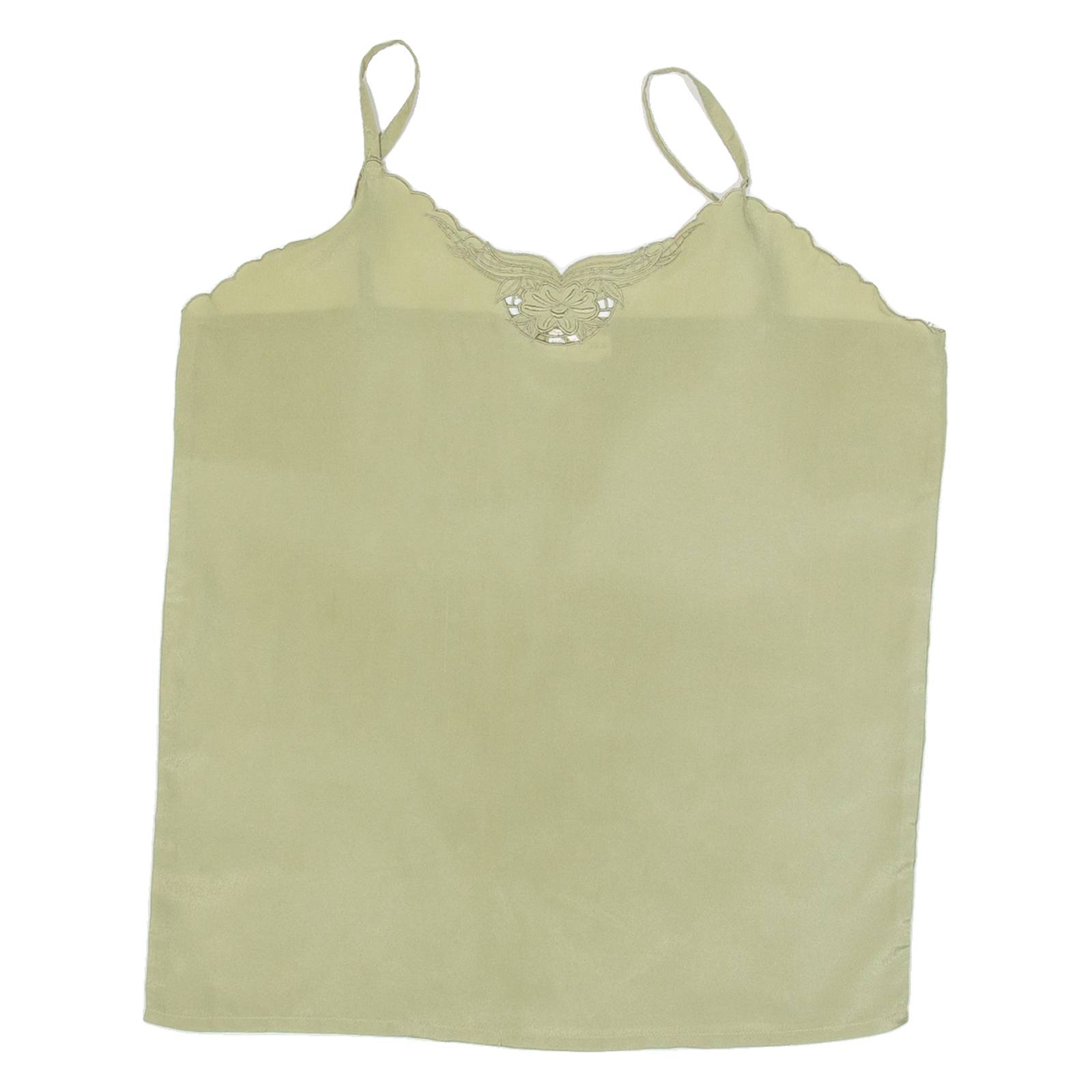 Womens Camisole Top Green V-Neck Sleeveless L