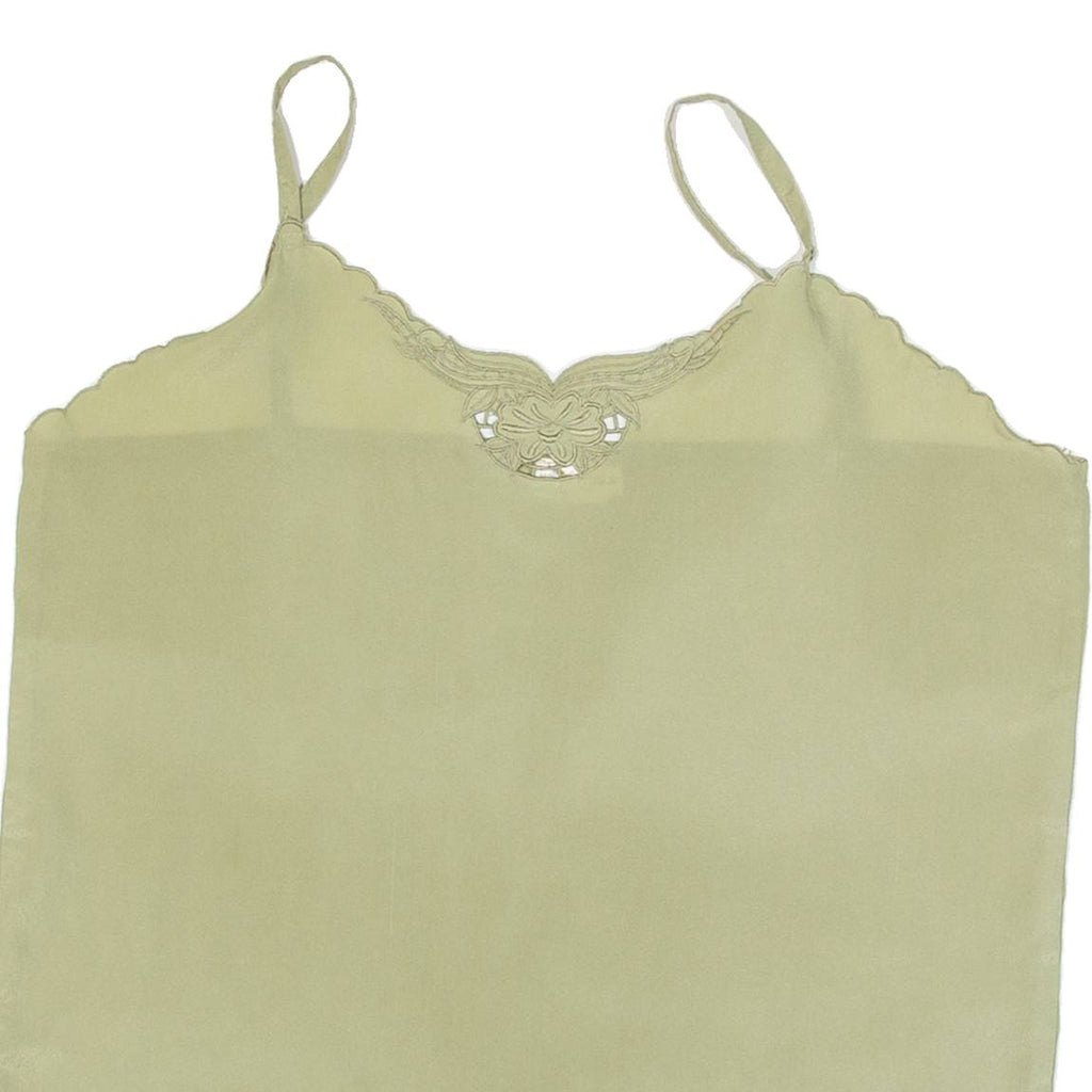 Womens Camisole Top Green V-Neck Sleeveless L
