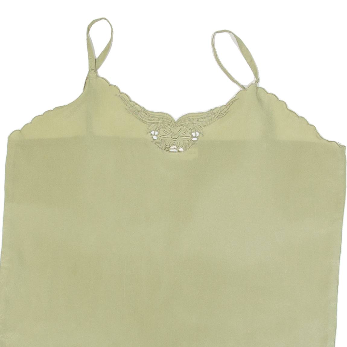 Womens Camisole Top Green V-Neck Sleeveless L