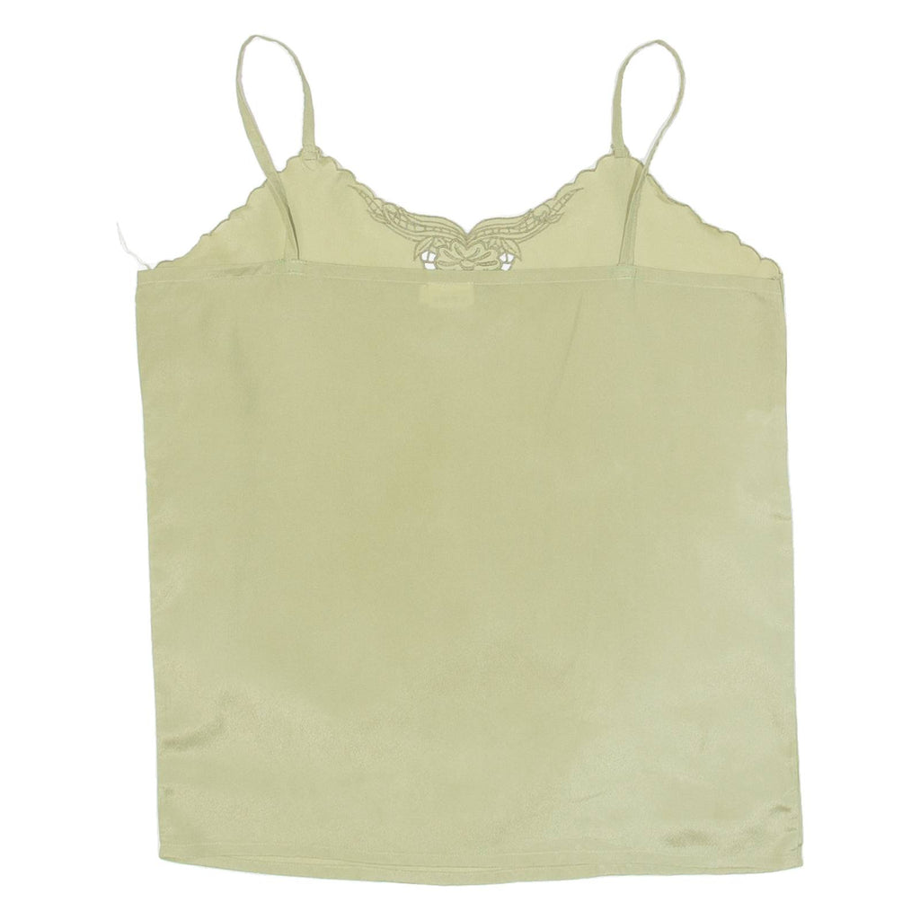 Womens Camisole Top Green V-Neck Sleeveless L
