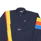 LACOSTE Mens Navy Blue Yellow Orange Zip Jacket 2XL Polyester Blend Colourblock