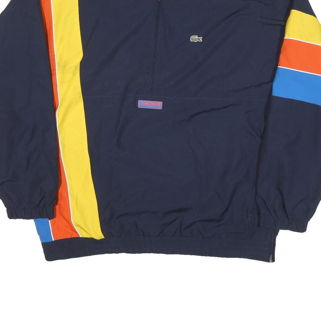 LACOSTE Mens Navy Blue Yellow Orange Zip Jacket 2XL Polyester Blend Colourblock