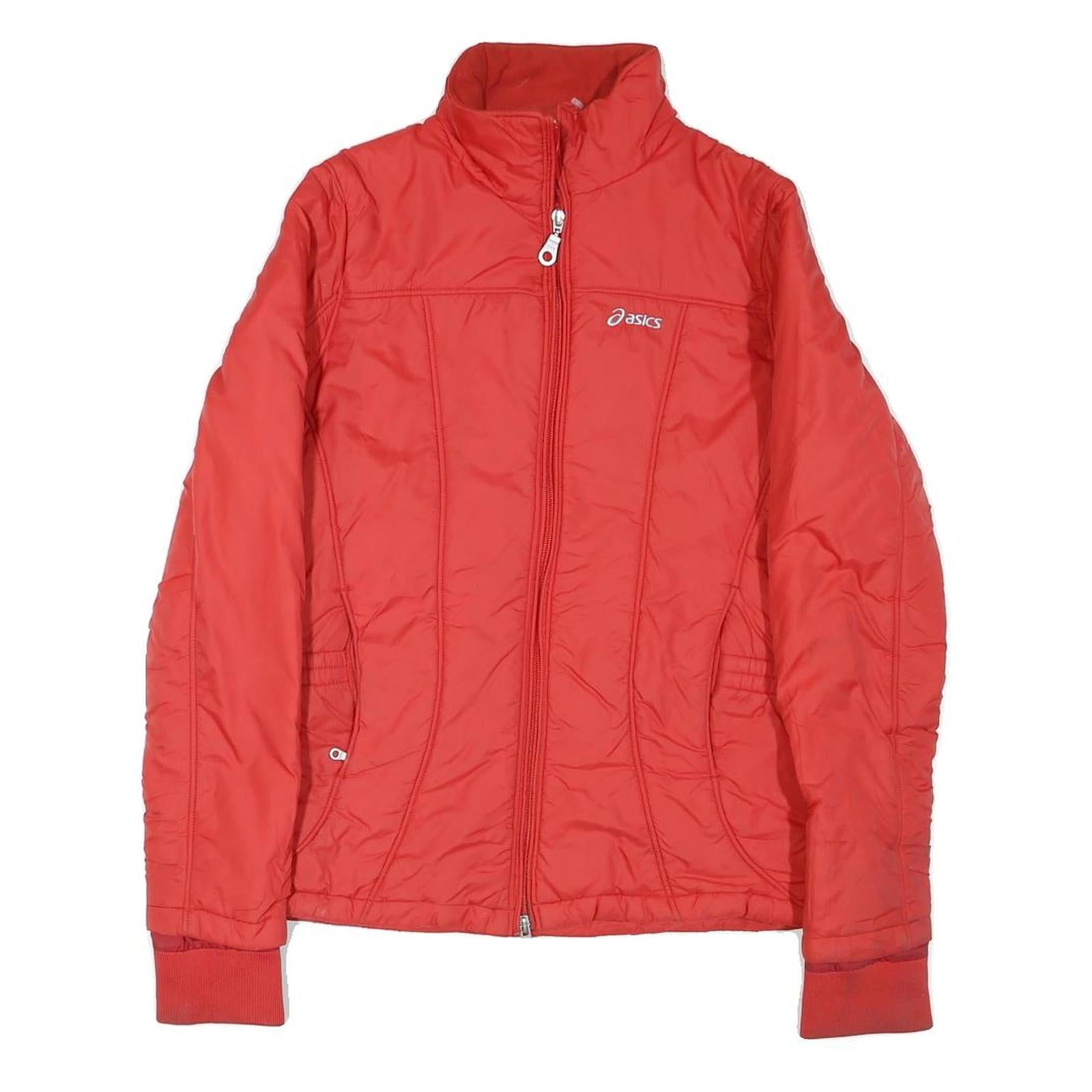 ASICS Womens Red Jacket M Polyester Blend Plain Casual Sports Zip Closure