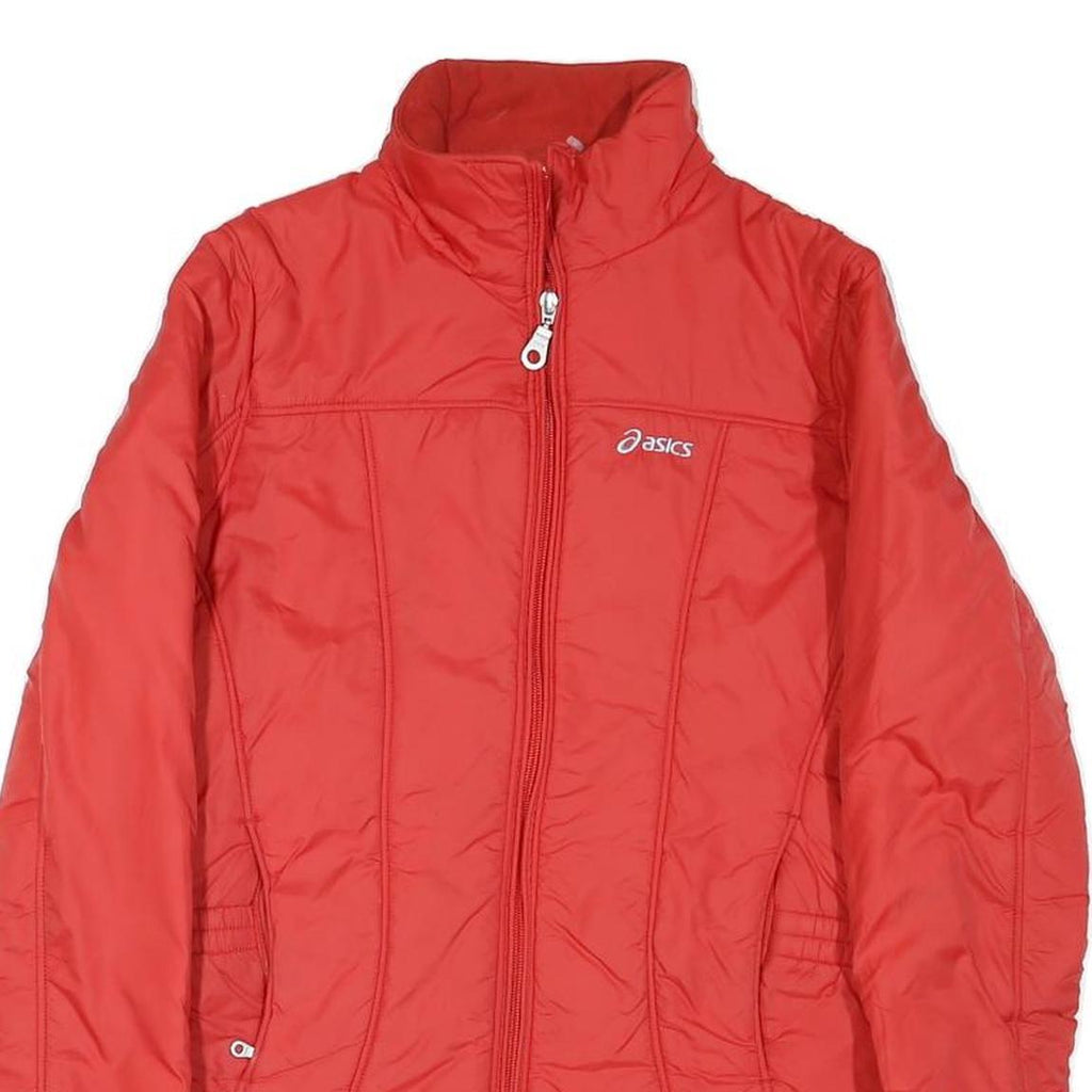 ASICS Womens Red Jacket M Polyester Blend Plain Casual Sports Zip Closure