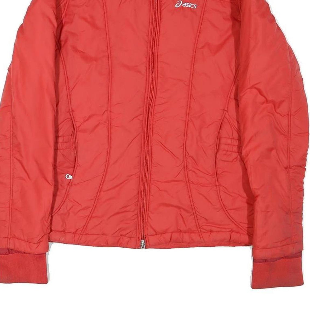 ASICS Womens Red Jacket M Polyester Blend Plain Casual Sports Zip Closure