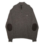 CHAPS Mens Brown Patterned Pullover Jumper Henley Neck Basic Knit XL Button
