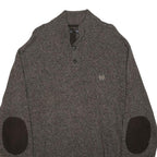 CHAPS Mens Brown Patterned Pullover Jumper Henley Neck Basic Knit XL Button