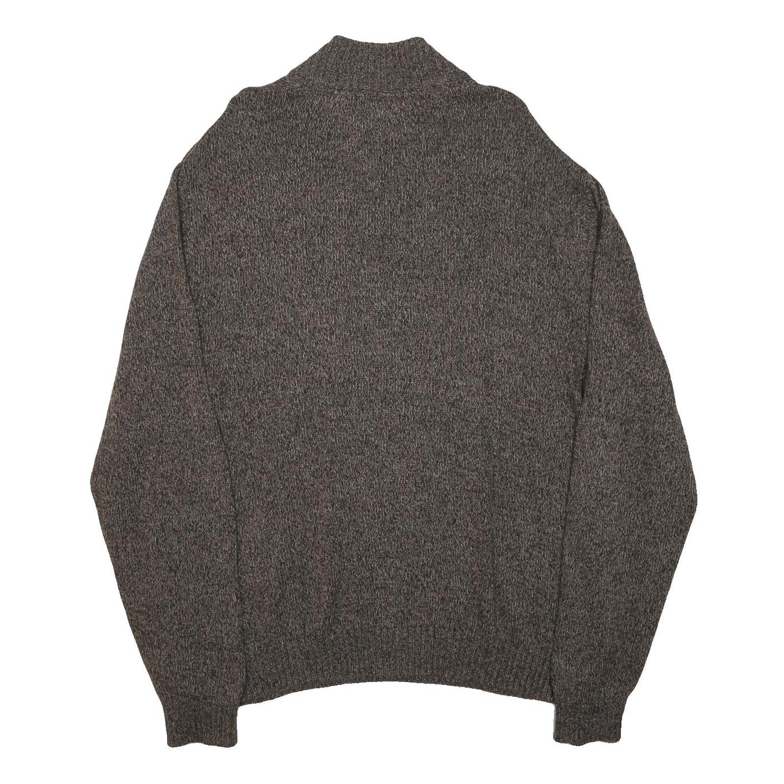 CHAPS Mens Brown Patterned Pullover Jumper Henley Neck Basic Knit XL Button