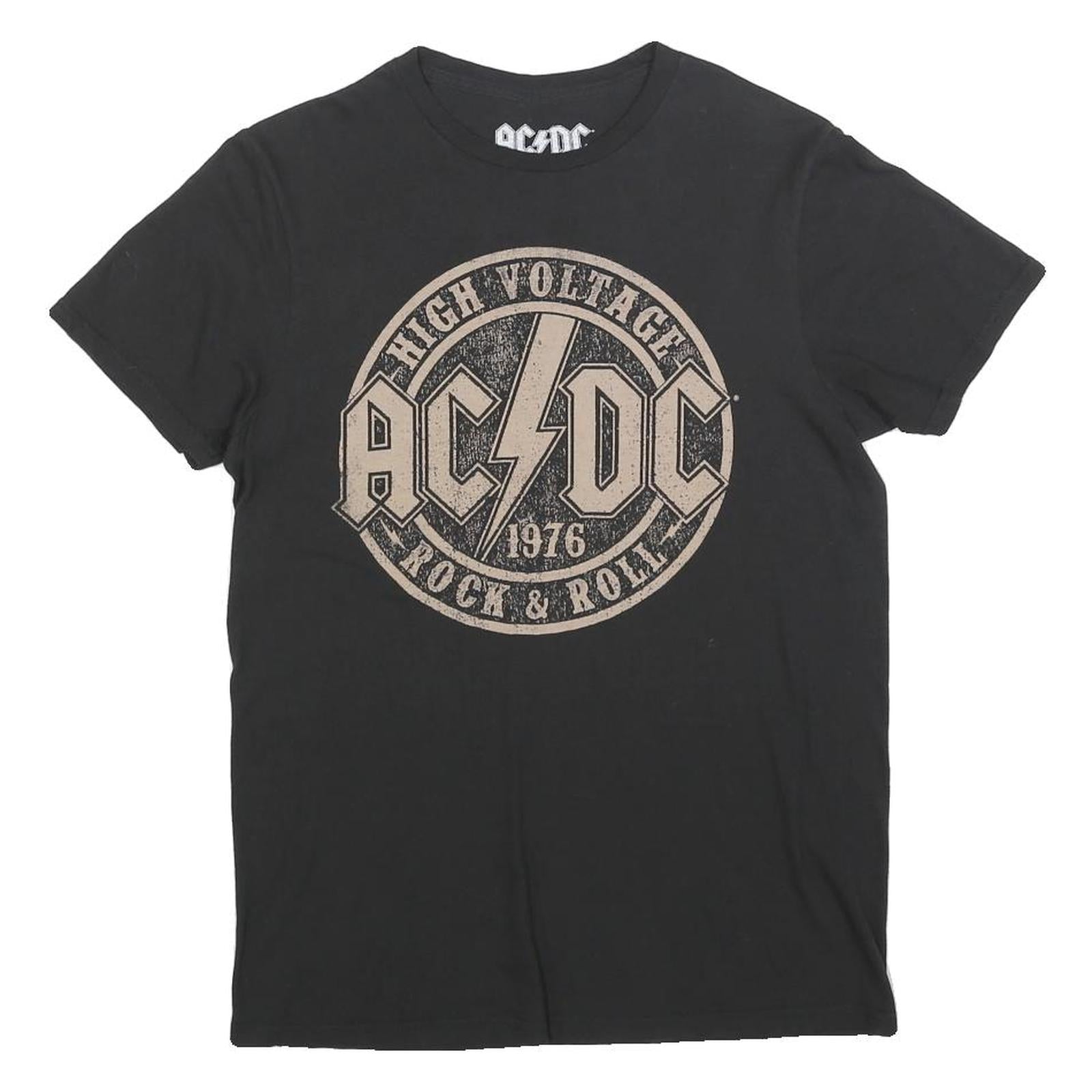 ACDC Mens Black High Voltage Rock & Roll Graphic T-Shirt S Short Sleeve Crew