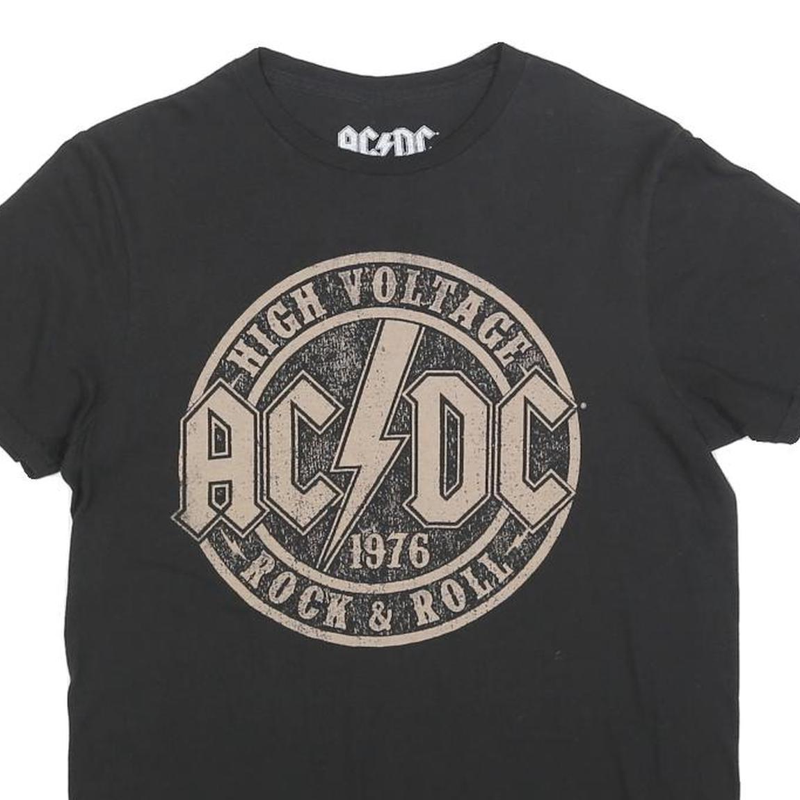 ACDC Mens Black High Voltage Rock & Roll Graphic T-Shirt S Short Sleeve Crew