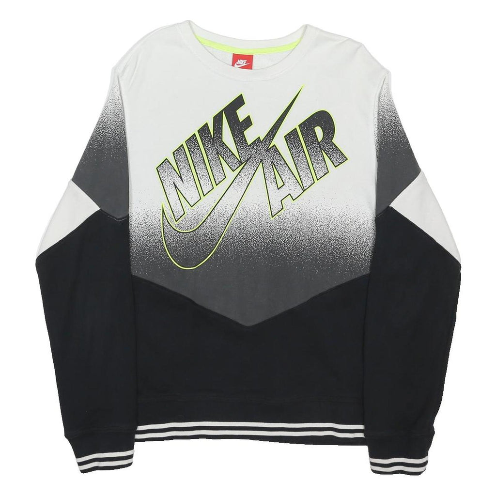 NIKE AIR Mens Black & Grey Crew Neck Sweatshirt L Cotton Blend Pullover