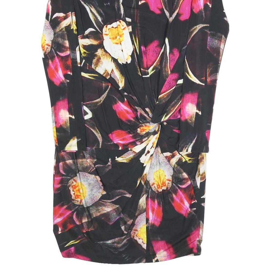 TED BAKER Womens Black Floral Pattern Bodycon Dress Polyester Blend Long Sleeve
