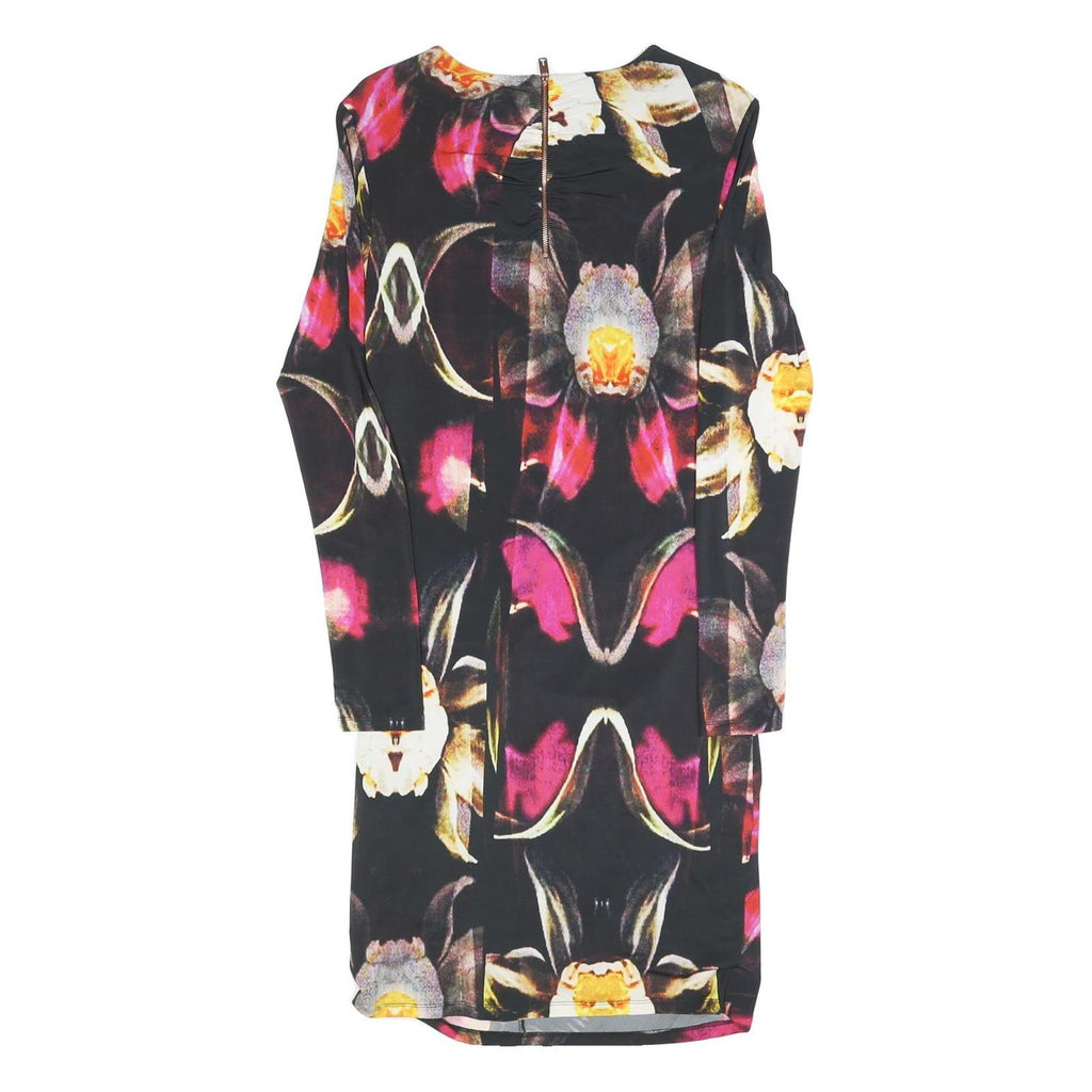 TED BAKER Womens Black Floral Pattern Bodycon Dress Polyester Blend Long Sleeve