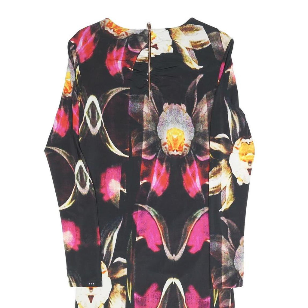 TED BAKER Womens Black Floral Pattern Bodycon Dress Polyester Blend Long Sleeve