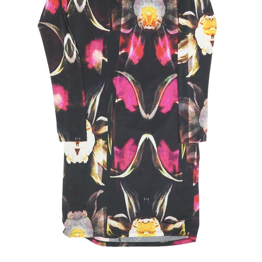 TED BAKER Womens Black Floral Pattern Bodycon Dress Polyester Blend Long Sleeve