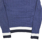 TOMMY HILFIGER Womens Blue Patterned Jumper Crew Neck Cable Knit XL Cotton
