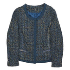 RAFAELLA Womens Blue Wool Blend Button Jacket M Tweed Classic Stylish