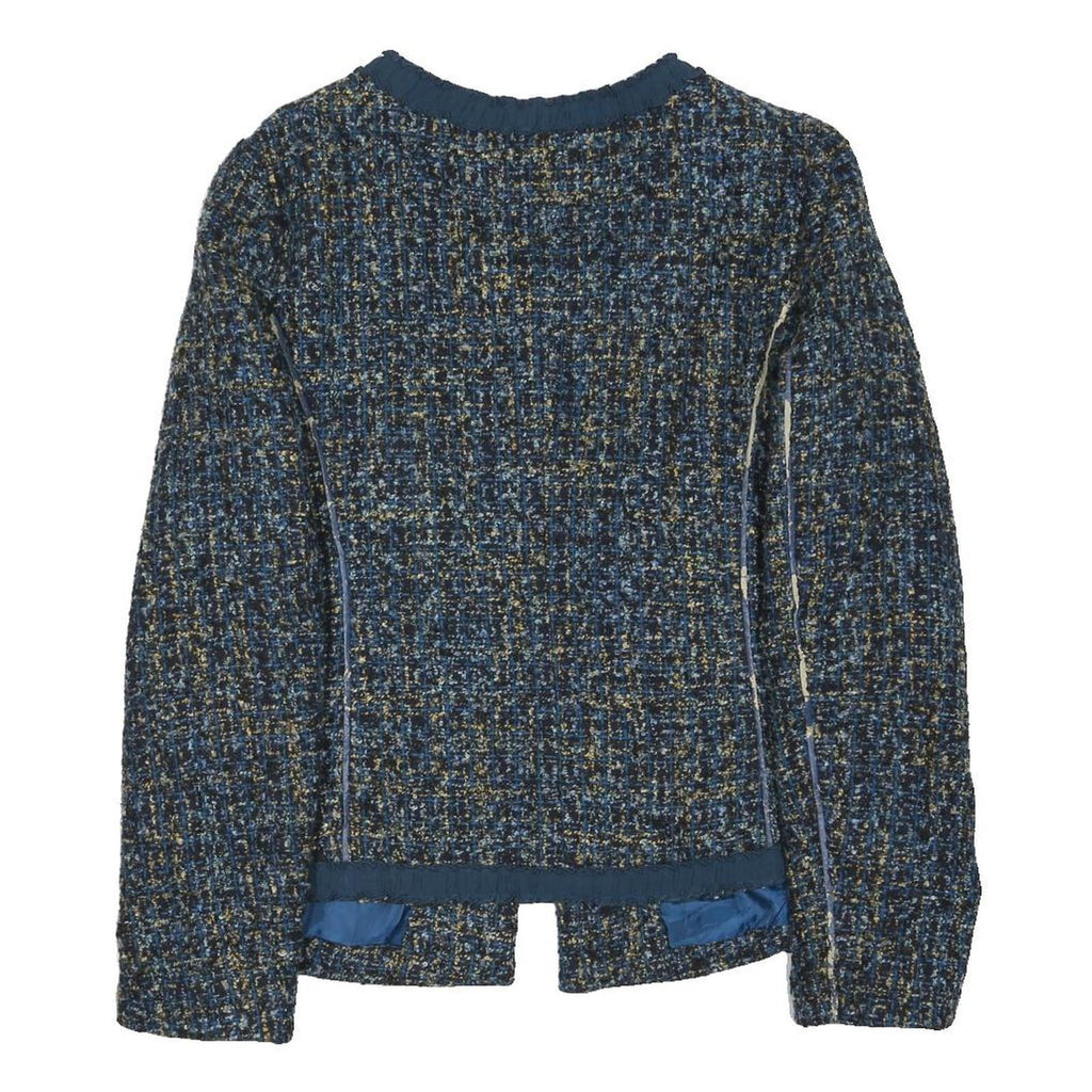 RAFAELLA Womens Blue Wool Blend Button Jacket M Tweed Classic Stylish
