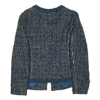 RAFAELLA Womens Blue Wool Blend Button Jacket M Tweed Classic Stylish
