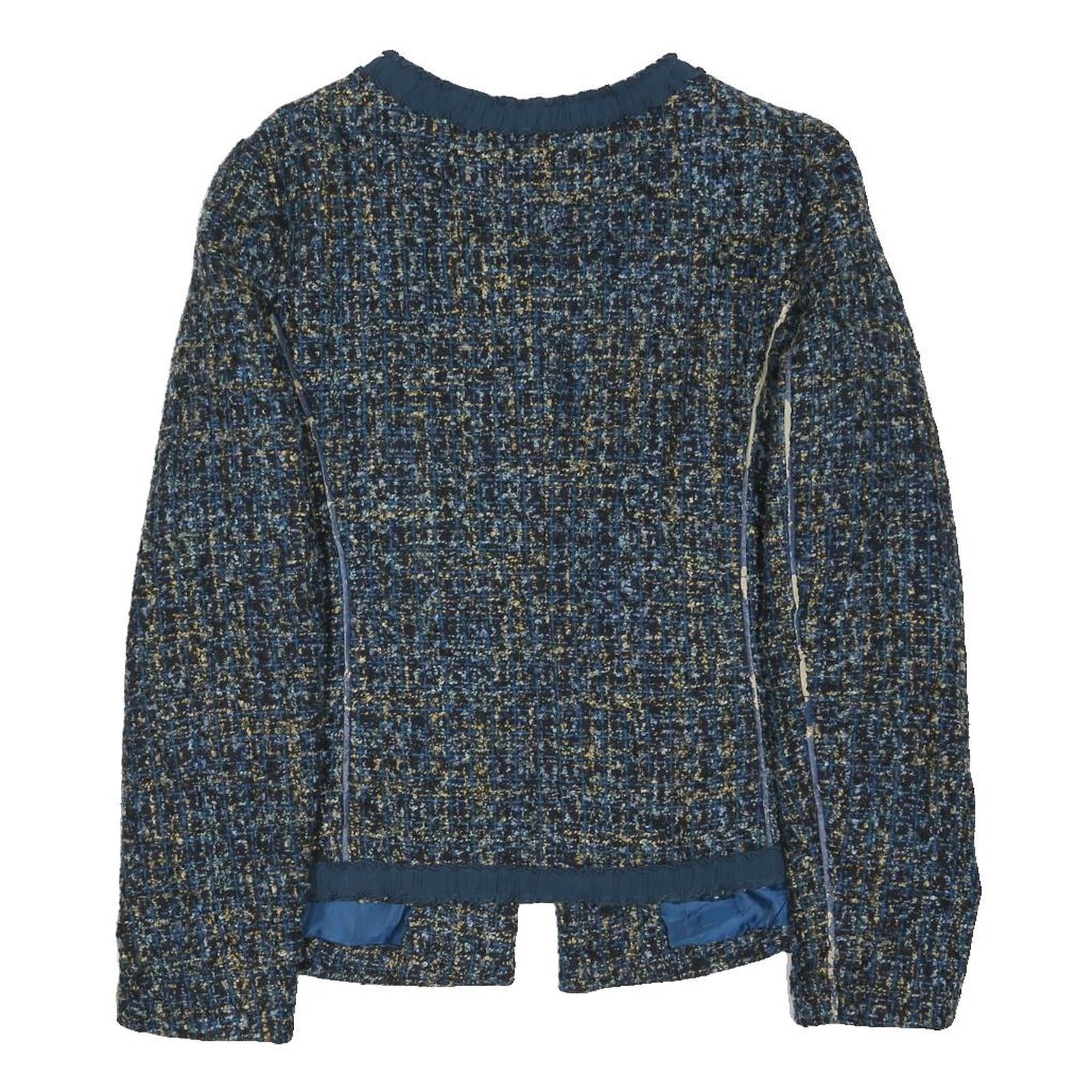 RAFAELLA Womens Blue Wool Blend Button Jacket M Tweed Classic Stylish