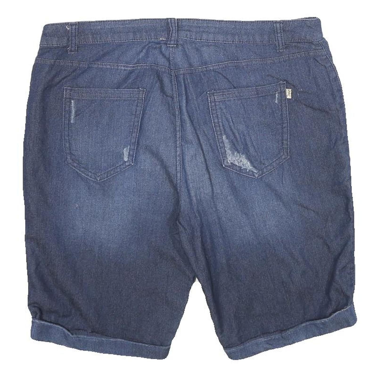 JUICY COUTURE Womens Shorts Blue Denim Casual UK 14 W34 Cotton Blend