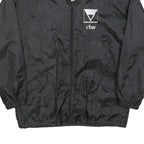 US BASIC Mens Black Nylon Zip Jacket L Plain Lightweight Casual Sportswear