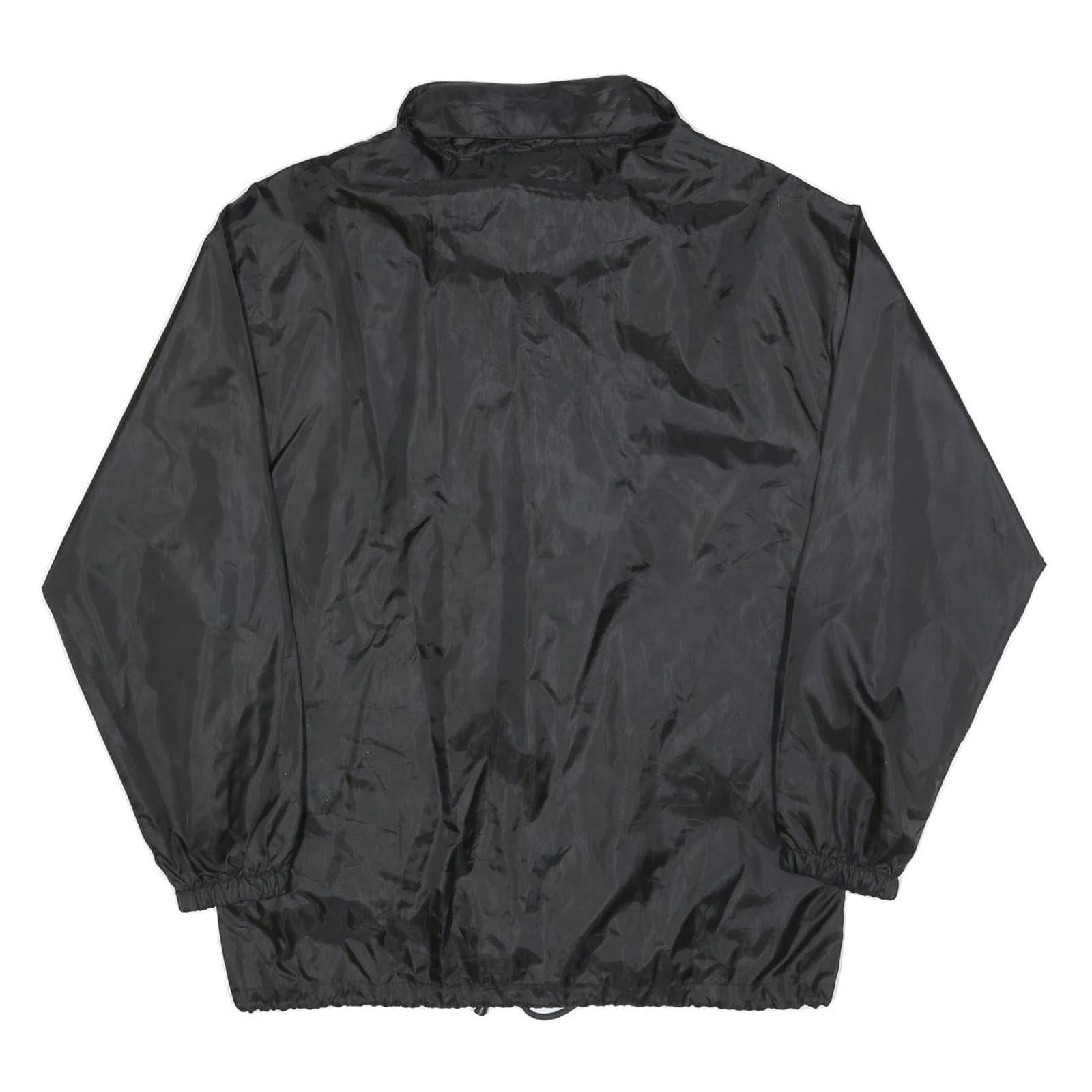 US BASIC Mens Black Nylon Zip Jacket L Plain Lightweight Casual Sportswear