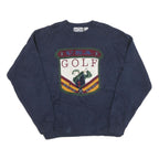 GULF TRADERS Mens Blue USA Golf Patterned Crew Neck Basic Knit Jumper L Cotton