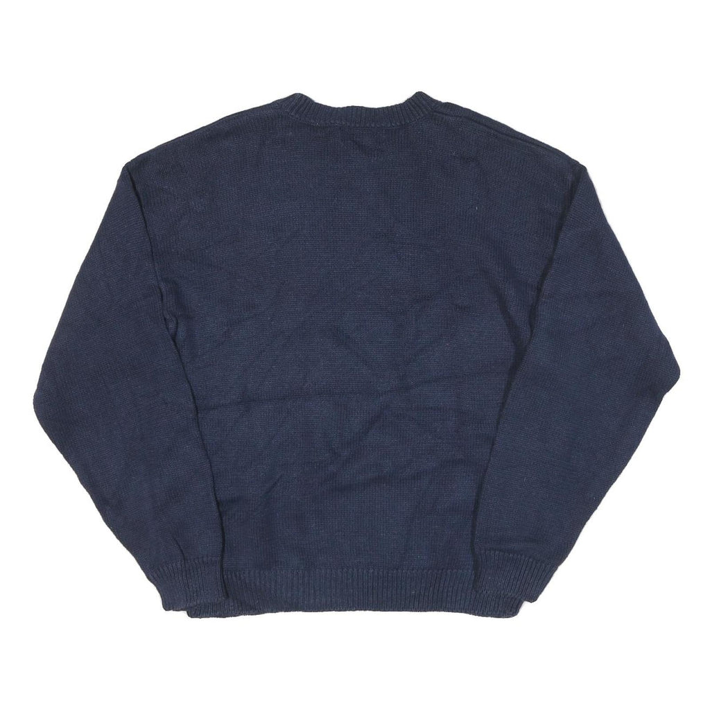 GULF TRADERS Mens Blue USA Golf Patterned Crew Neck Basic Knit Jumper L Cotton