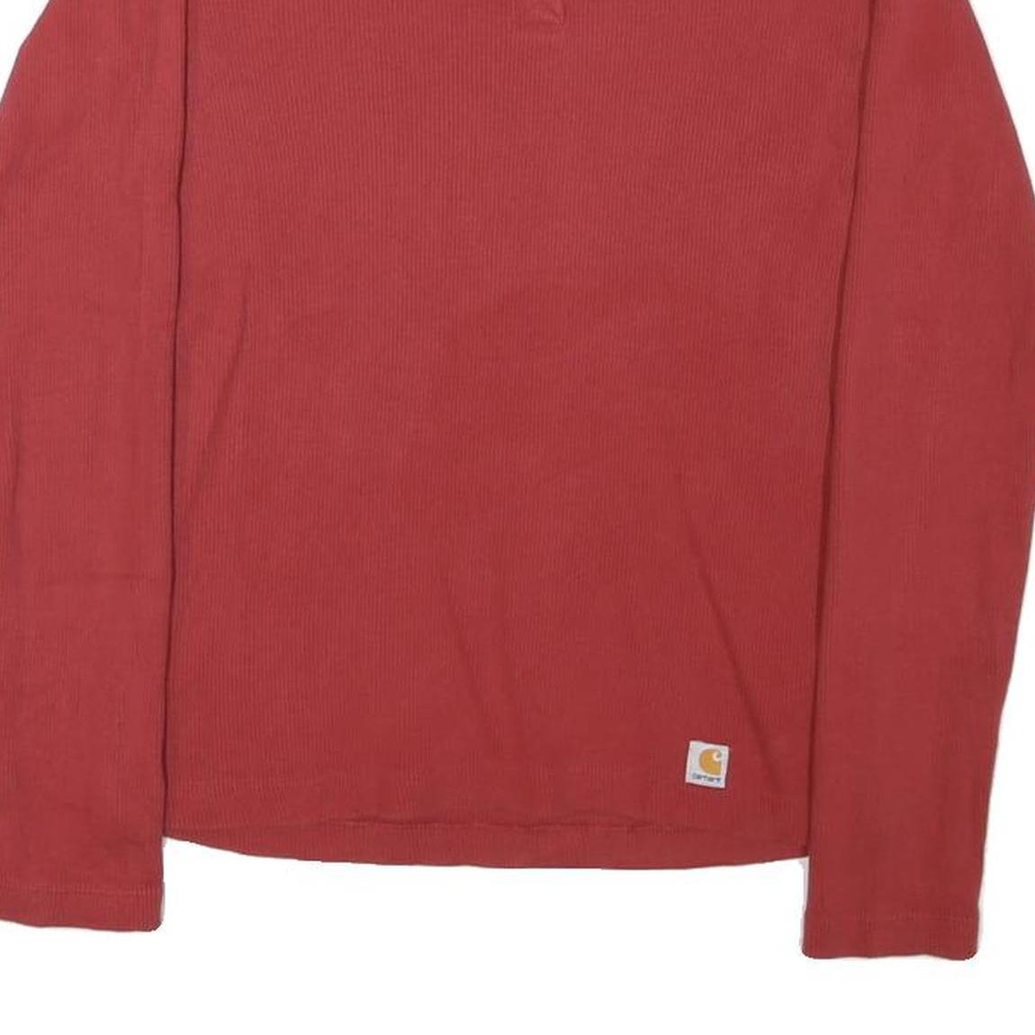 CARHARTT Womens Red Long Sleeve Henley Neck T-Shirt Size S Cotton Blend