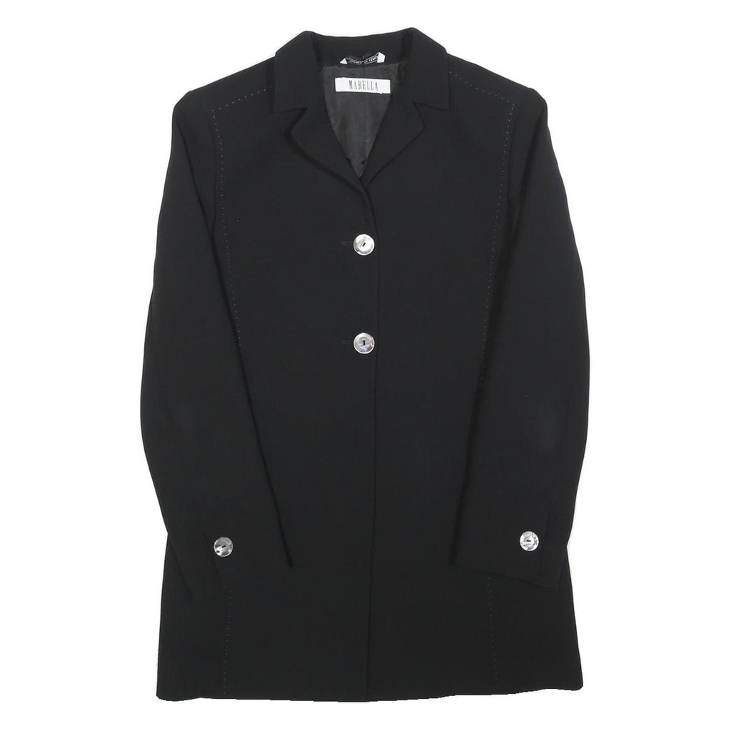 MARELLA Womens Black Wool Blend Button Jacket S Plain Classic Tailored