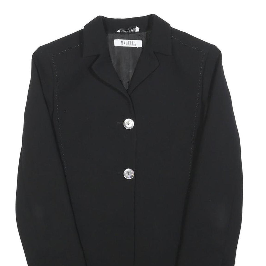 MARELLA Womens Black Wool Blend Button Jacket S Plain Classic Tailored
