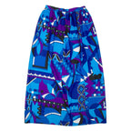 Womens Straight Skirt Blue Midi Crazy Pattern S