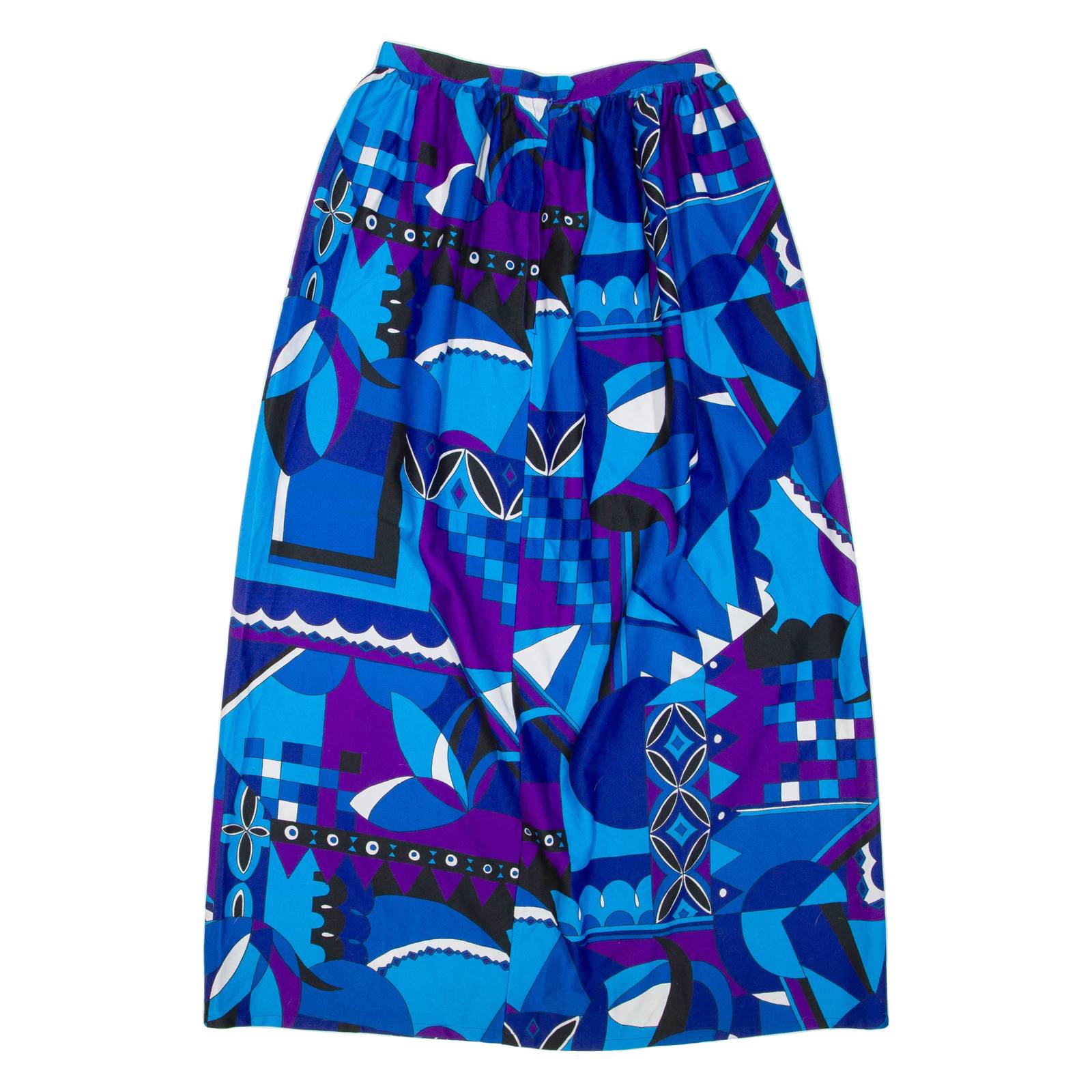 Womens Straight Skirt Blue Midi Crazy Pattern S