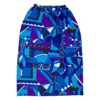 Womens Straight Skirt Blue Midi Crazy Pattern S
