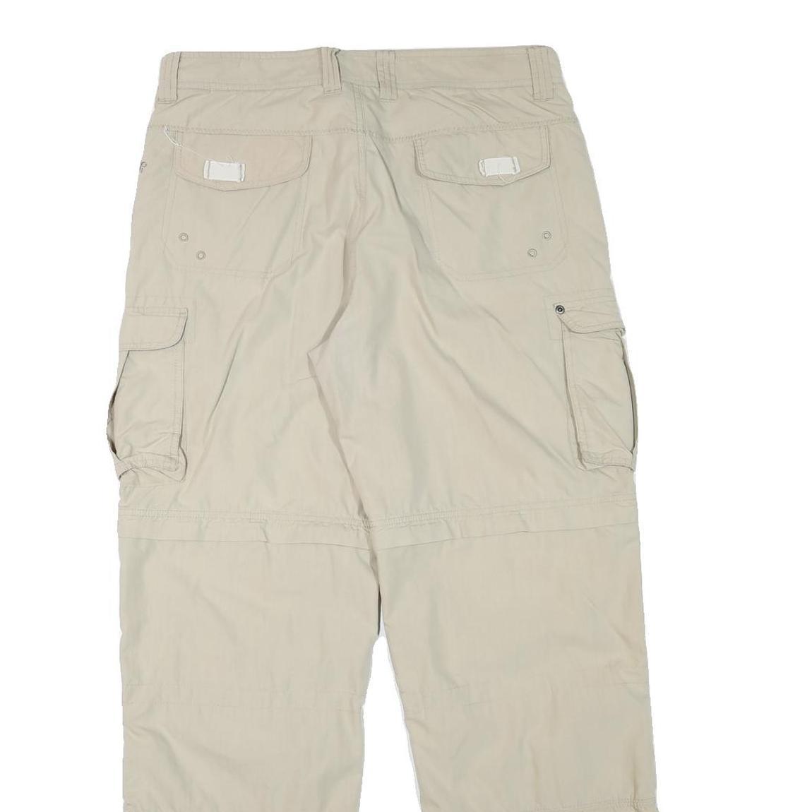BIG BEAR Mens Polyester Blend Beige Relaxed Cargo Trousers W32 L31 Utility