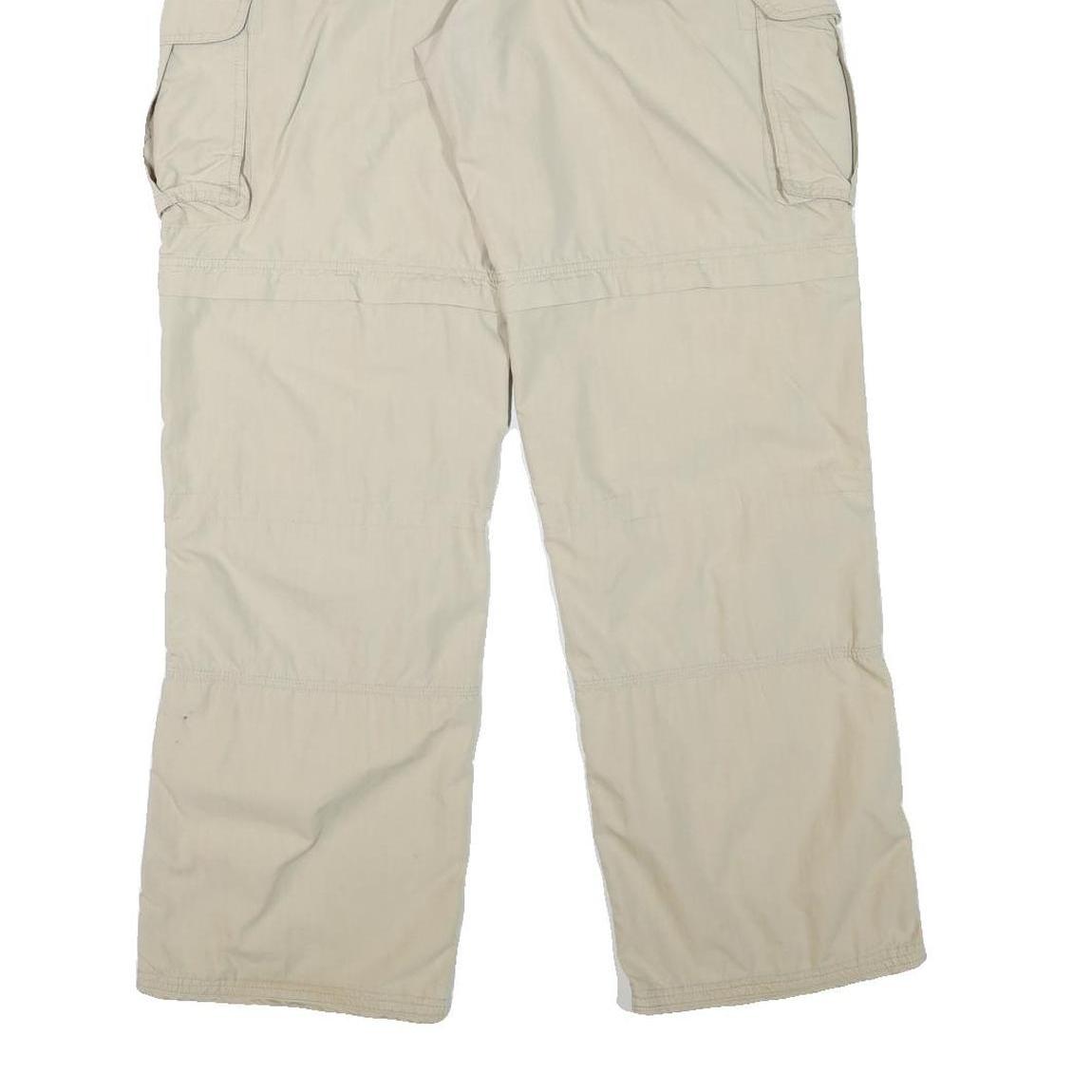 BIG BEAR Mens Polyester Blend Beige Relaxed Cargo Trousers W32 L31 Utility